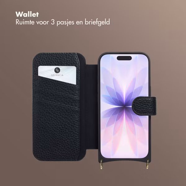 Selencia Riva Bookcase met MagSafe en Koord Apple iPhone 17 - Zwart