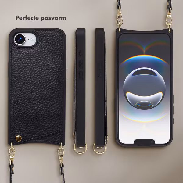 Selencia Nova Telefoonhoes met Koord en Pashouder Apple iPhone 16e - Zwart