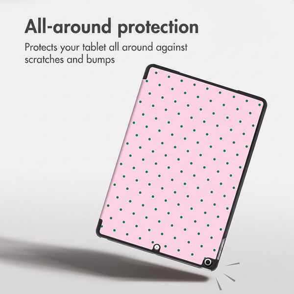 imoshion Design Trifold Case Apple iPad 9 (2021) 10.2 inch / iPad 8 (2020) 10.2 inch / iPad 7 (2019) 10.2 inch - Happy Dots