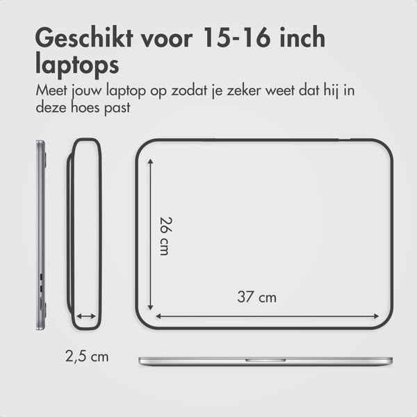 Accezz Leather Laptophoes met rits 15-16 inch - Laptopsleeve - Zwart