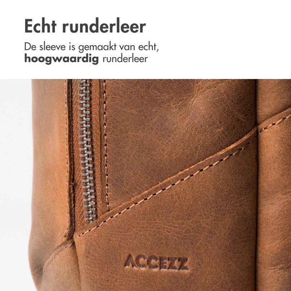 Accezz Leather Laptop rugzak 16 inch - Cognac