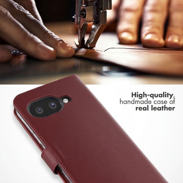 Selencia Genuine Leather Book Case Google Pixel 10a - Burgundy
