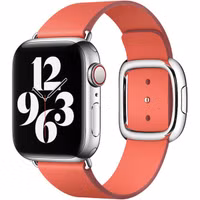 Apple Leather Band Modern Buckle Apple Watch Series 1 t/m 9 / SE (38/40/41 mm) | Series 10 (42 mm) - Maat S - Pink Citrus
