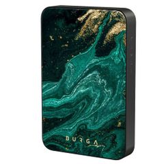 Burga Magnetic Power Bank 5,000 mAh - MagSafe and Qi2 - Emerald Pool / Gunmetal