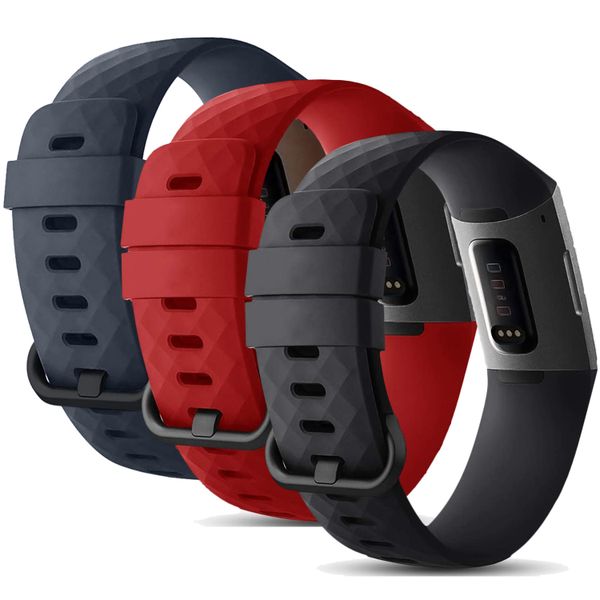 imoshion Siliconen bandje Multipack Fitbit Charge 3 / 4 - Zwart / Blauw / Rood