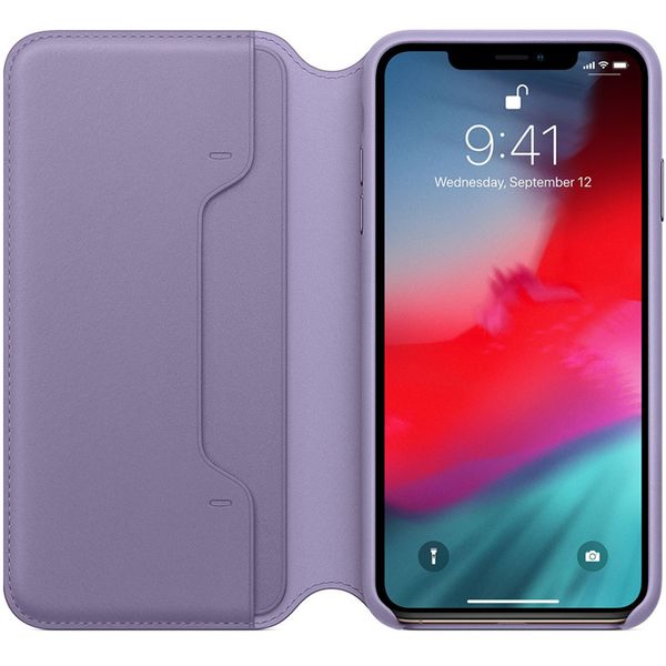 Apple Leather Folio Bookcase iPhone Xs Max - Lila