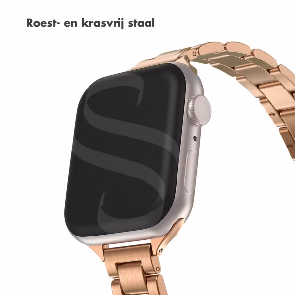 Selencia Slim Steel schakelbandje Apple Watch Series 1 t/m 9 / SE (38/40/41 mm) | Series 10 / 11 (42 mm) - Rosé Goud