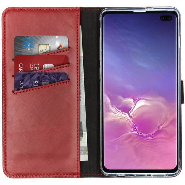 Selencia Echt Lederen Bookcase Samsung Galaxy S10 Plus - Rood