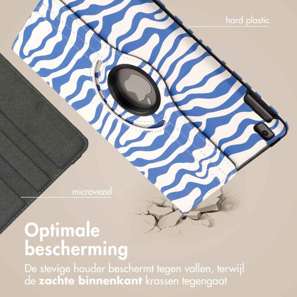 imoshion 360° Draaibare Design Bookcase Apple iPad 9 (2021) 10.2 inch / iPad 8 (2020) 10.2 inch / iPad 7 (2019) 10.2 inch - White Blue Stripes