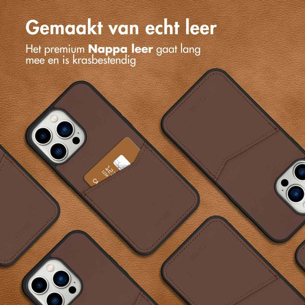 Accezz Premium Leather Card Slot Backcover iPhone 14 Pro Max - Bruin