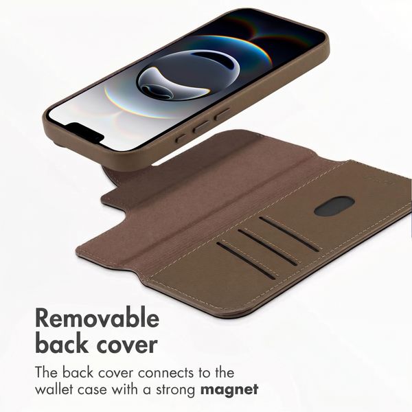 Accezz 2-in-1 Leather Bookcase with MagSafe Apple iPhone 17e / 16e - Coffee Brown
