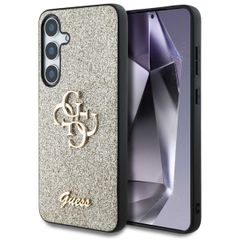 Guess 4G Metal Logo Glitter Backcover Samsung Galaxy S25 - Goud