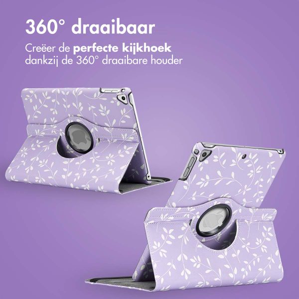 imoshion 360° Draaibare Design Bookcase Apple iPad 6 (2018) 9.7 inch / iPad 5 (2017) 9.7 inch / Air 2 (2014)/Air 1 (2013) - Laverder Flowers