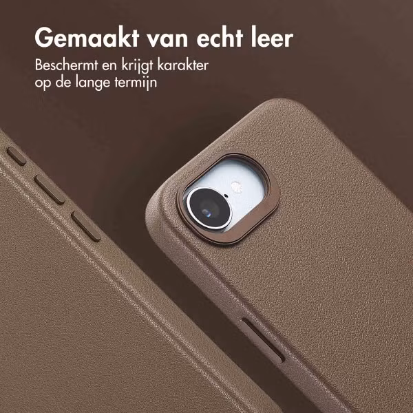 Accezz MagSafe Leather Backcover Apple iPhone 16e - Coffee Brown