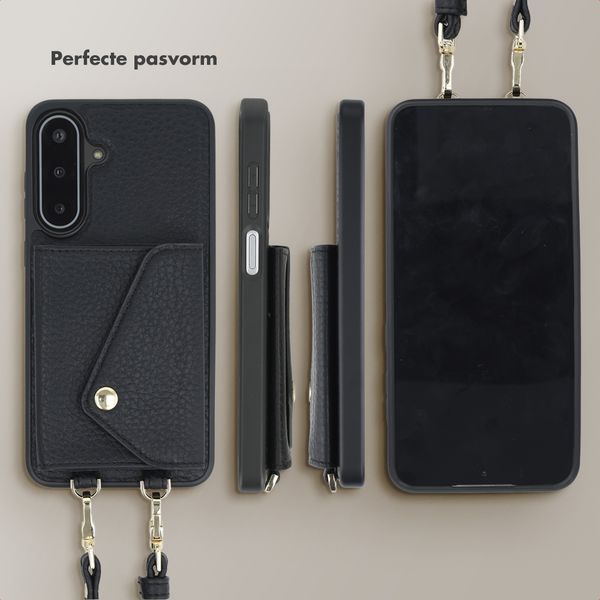 Selencia Sera Telefoonhoes met Koord en Envelop Pashouder Samsung Galaxy A17 (5G) - Zwart