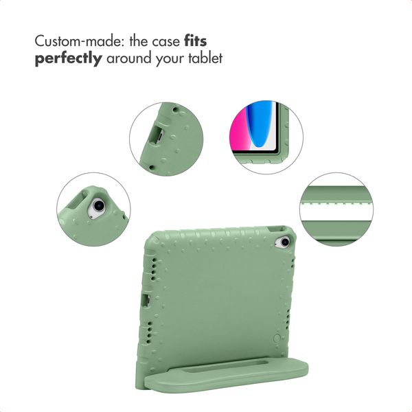 imoshion Kids-Proof Back Cover with Handle Apple iPad 11 (2025) 11 inch A16 / iPad 10 (2022) 10.9 inch - Olive Green