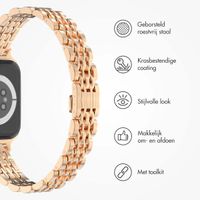 Selencia Slim Steel Jubilee Inspired schakelbandje Apple Watch Series 1 t/m 9 / SE (38/40/41 mm) | Series 10 (42 mm) - Rosé Goud