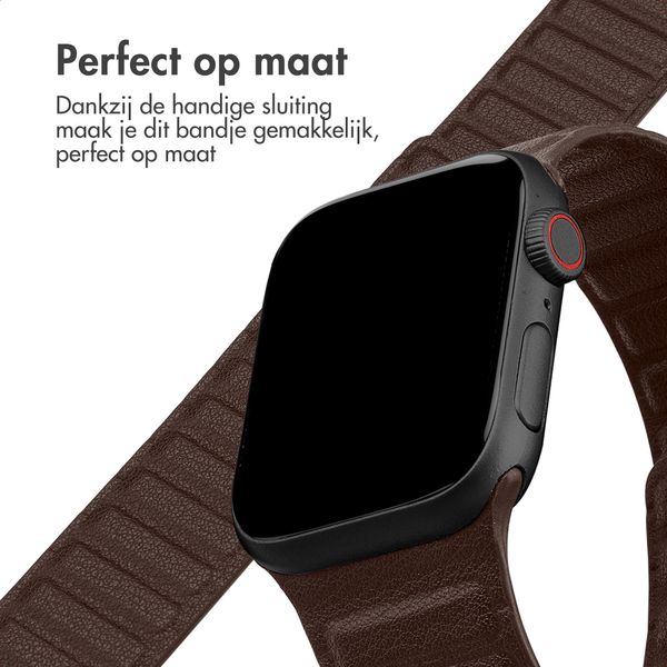 Accezz Magnetisch echt lederen bandje Apple Watch | 44/45/46/49 mm - Chocolate Brown