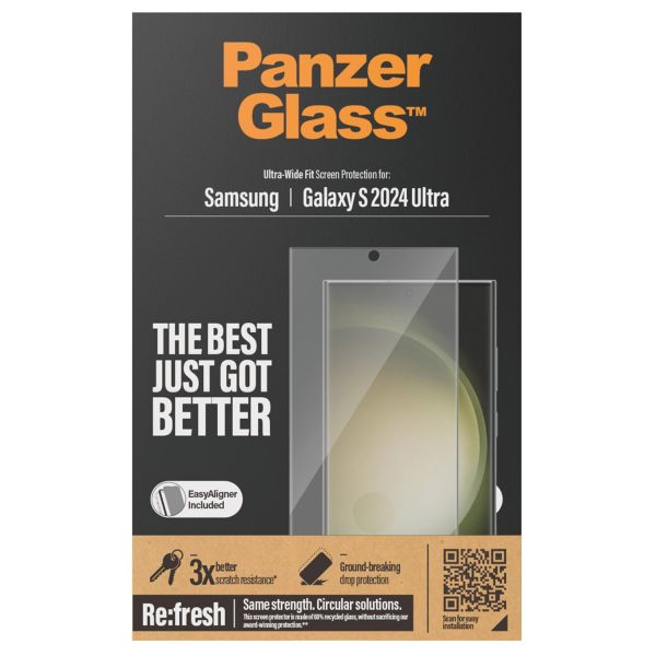 PanzerGlass Refresh Ultra-Wide Fit Anti-Bacterial Screenprotector incl. applicator Samsung Galaxy S24 Ultra