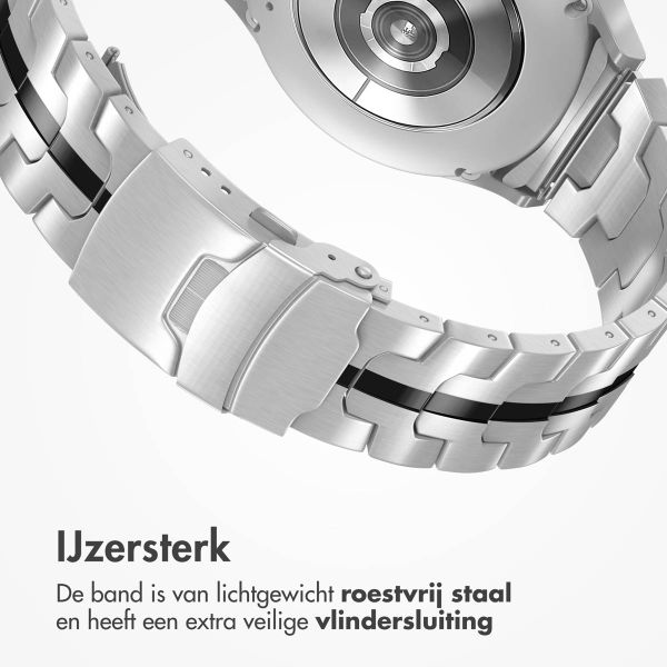 Accezz Steel Band Samsung Galaxy Watch 4 / 5 / 6 / 7 / FE (20 mm) - Zilver & Zwart