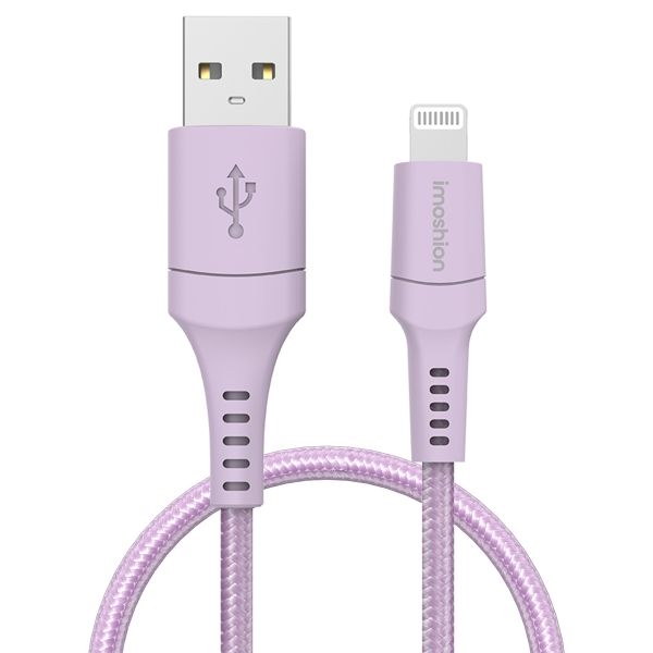 imoshion Lightning naar USB kabel - Non-MFi - Gevlochten textiel - 1 meter - Lila