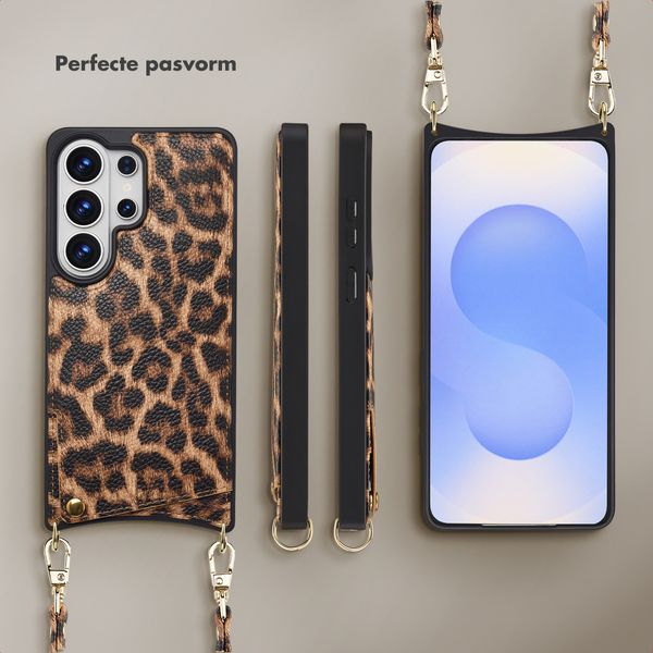 Selencia Nova Telefoonhoes met Koord en Pashouder Samsung Galaxy S26 Ultra - Leopard