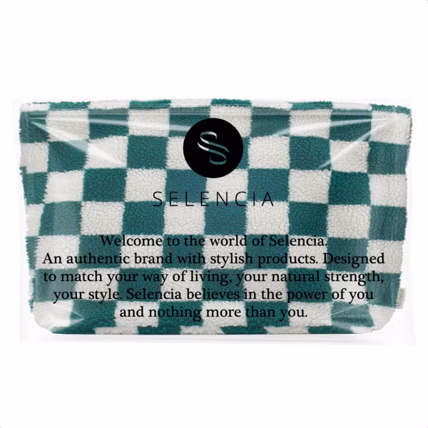 Selencia Zaya Tote Bag - Teddy Laptoptas 16 inch - Checkered Green