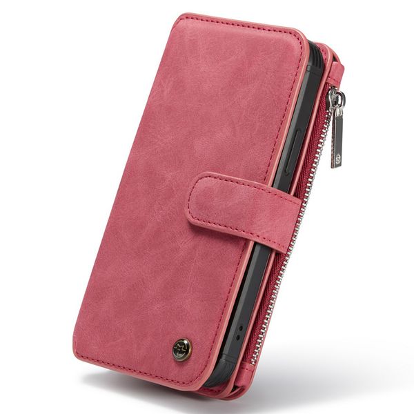 CaseMe Luxe 2 in 1 Portemonnee Bookcase iPhone 12 Mini - Rood