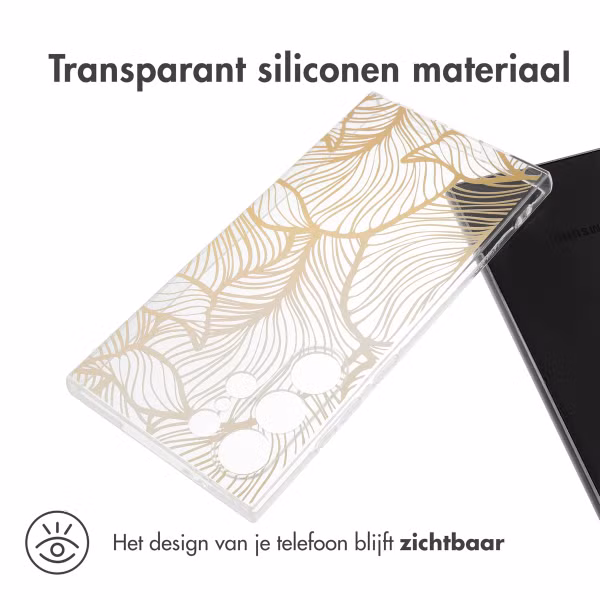 imoshion Design hoesje Samsung Galaxy S24 Ultra - Golden Leaves Transparant