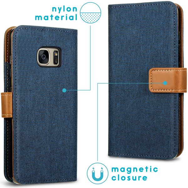 imoshion Luxe Canvas Bookcase Samsung Galaxy S7 - Donkerblauw