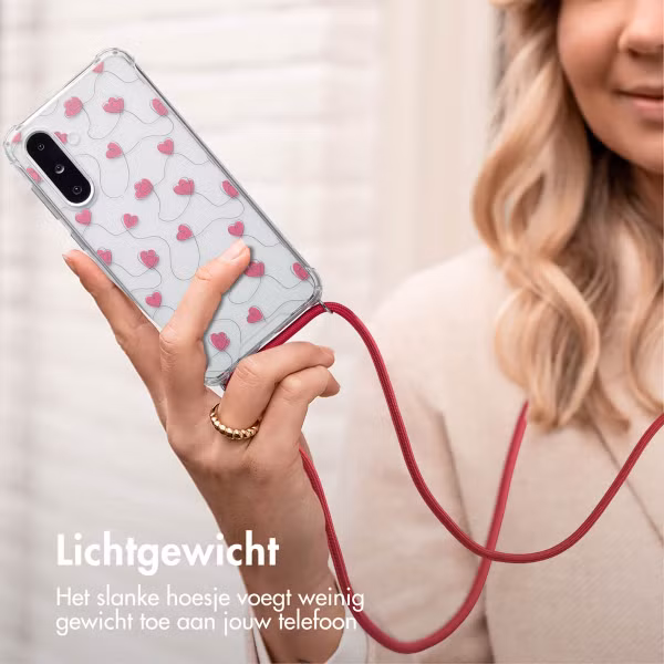imoshion Design hoesje met koord Samsung Galaxy A26 - Dusty Rose Connected Hearts