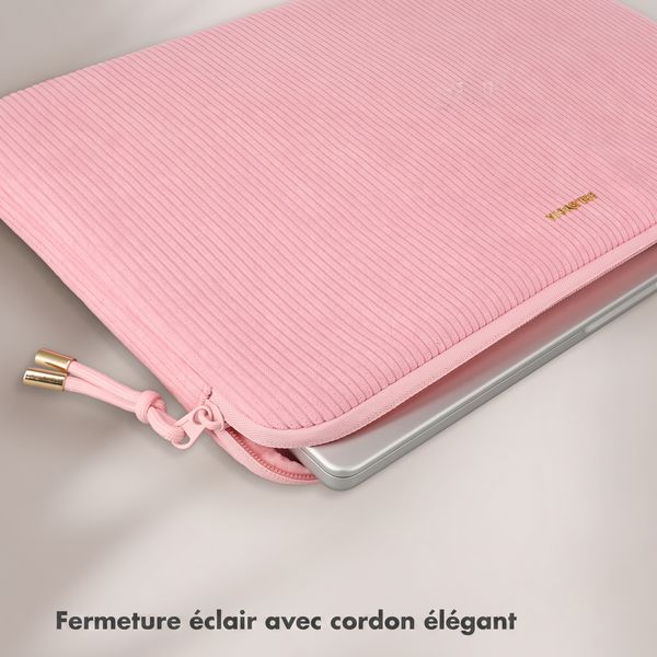 Selencia Corduroy Laptop hoes 13-14 inch - Laptopsleeve - Soft Blush