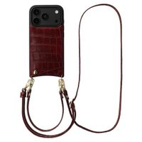 Selencia Nova Croco Telefoonhoes met Koord en Pashouder Apple iPhone 18 Pro / 17 Pro - Burgundy