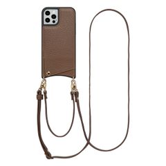 Selencia Nova Phone Case with Cord and Card Holder Apple iPhone 12 (Pro) - Mocha Brown