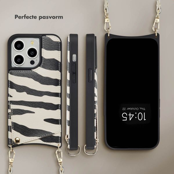 Selencia Nova Telefoonhoes met Koord en Pashouder Apple iPhone 14 Pro - Zazzy Zebra