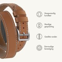 Selencia Élan Double strap bandje Apple Watch | 38/40/41/42 mm - Lichtbruin