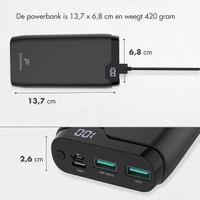 imoshion Powerbank 20.000 mAh + Accezz Ultra Slim GaN Oplader + Accezz USB-C naar USB-C kabel - 1 meter - Zwart
