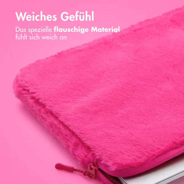 imoshion Fluffy Laptop hoes 15-16 inch - Laptopsleeve - Hot Pink