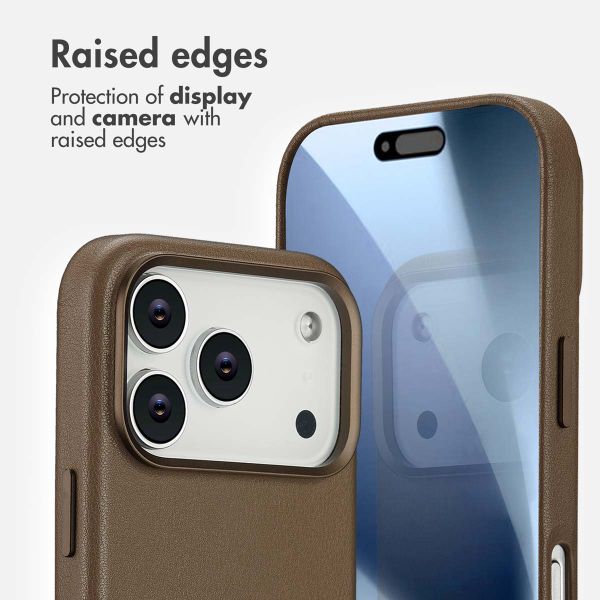 Accezz Leather Back Cover with MagSafe Apple iPhone 17 Pro - Coffee Brown