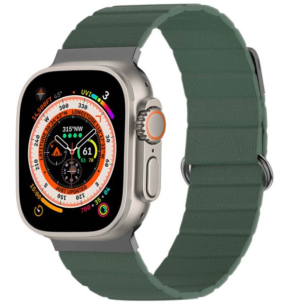 imoshion Magnetisch lederen bandje Apple Watch Series 1-10 / SE / Ultra (2) - 42/44/45/46/49 mm - Groen