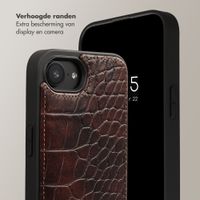 Selencia Nova Croco Telefoonhoes met Koord en Pashouder Apple iPhone 17e / 16e - Burgundy