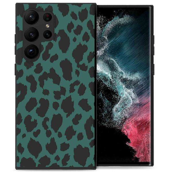 imoshion Design hoesje Samsung Galaxy S23 Ultra - Luipaard - Groen / Zwart