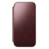 Nomad Modern Horween Leather Folio Bookcase met MagSafe Apple iPhone 17 Pro Max - Burgundy