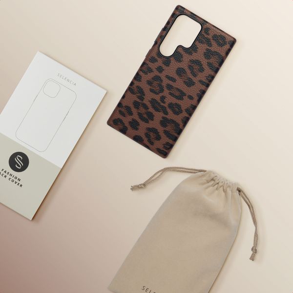 Selencia Sabi Backcover Panterprint met MagSafe Samsung Galaxy S24 Ultra - Mocha Brown