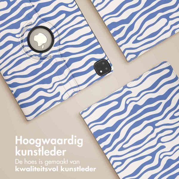 imoshion 360° Draaibare Design Bookcase Apple iPad Pro 13 (2025) M5 / (2024) M4 - White Blue Stripes