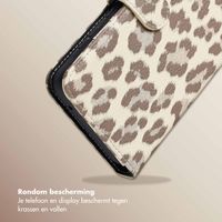 Selencia Sabi Bookcase met Panterprint Samsung Galaxy A55 - Soft Ivory