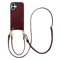 Selencia Nova Croco Phone Case with Cord and Card Holder Apple iPhone 17 - Burgundy
