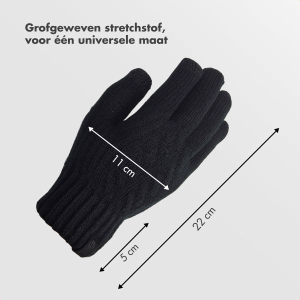 Selencia Wol Look Touchscreen Handschoenen - Vrouwen - Maat M - Zwart