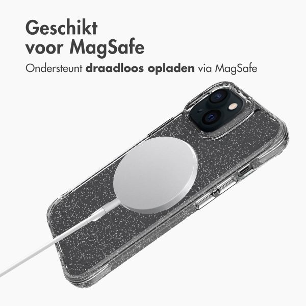 imoshion Clear Glitter Backcover met MagSafe Apple iPhone 15 - Zilver