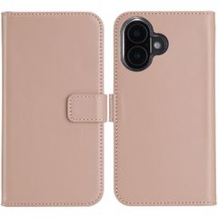 Selencia Genuine Leather Book Case Apple iPhone 16 - Dusty Pink